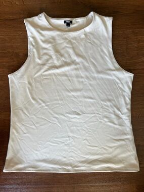 Express Body Contour Tank Top XL Ivory Sleeveless Stretch Minimalist Basic